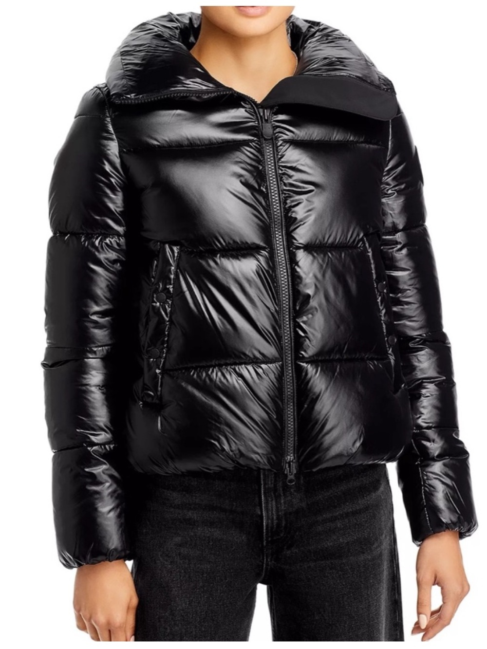 SAVE THE DUCK Glossy Black Puffer Coat